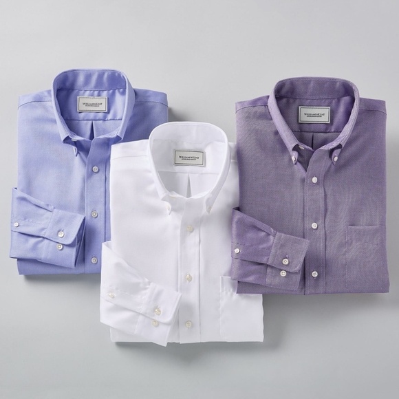 Williams and Kent Cotton Pinpoint Royal Oxford Shirt Purple Litmus Color, Size L - Picture 9 of 10